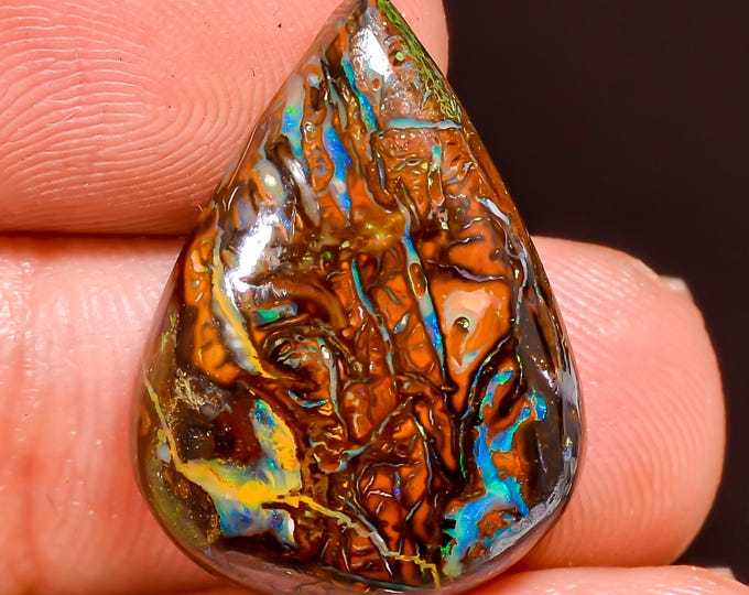 Wonderful Top Grade Quality 100% Natural Boulder Opal Pear Shape Cabochon Loose Gemstone For Making Jewelry 21X15X5 MM 14.00 Cts. KR44-36