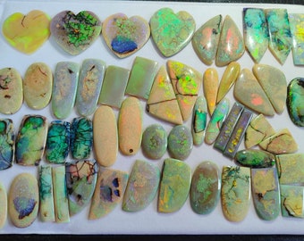 Monarch Opal Cabochon Gemstone Lot: Sterling Opal Doublet Stones for Pendant