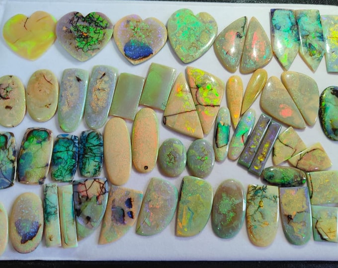 Monarch Opal Cabochon Gemstone- Square Shape Sterling Monarch Opal Doublet Stone- Making for Pendant-51 pcs wholesale lot
