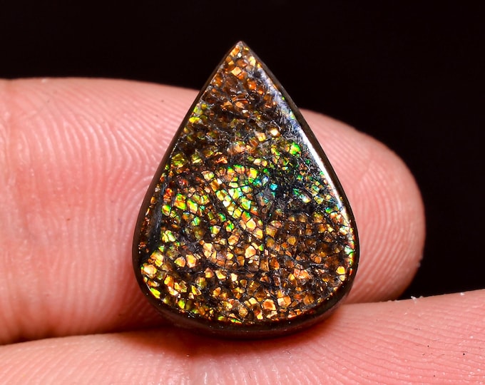 Outstanding Top Grade Quality 100% Natural Ammolite Pear Shape Cabochon Loose Gemstone For Making Jewelry 16X12X5 MM 10.50 Cts. KR41-17