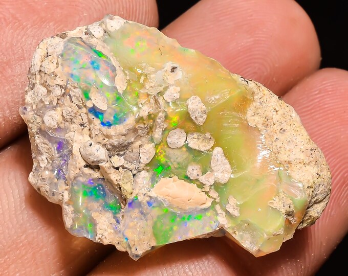 20.00 Cts. 100% Natural Welo Fire Ethiopian Opal Rough Loose Gemstone 29x20x10 MM