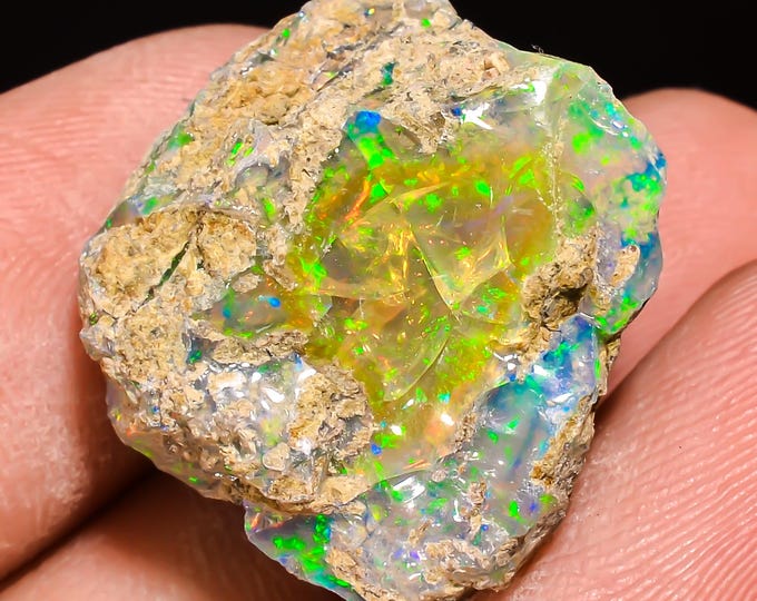 21.5 Cts. 100% Natural Welo Fire Ethiopian Opal Rough Loose Gemstone 20X18X12 MM