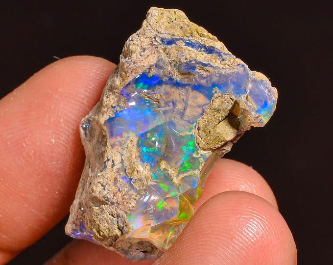 Superb Top Grade Quality 100% Natural Welo Fire Ethiopian Opal Fancy Rough Loose Gemstone For Making Jewelry 26X18X8 MM 16.50 Cts. KR57-8