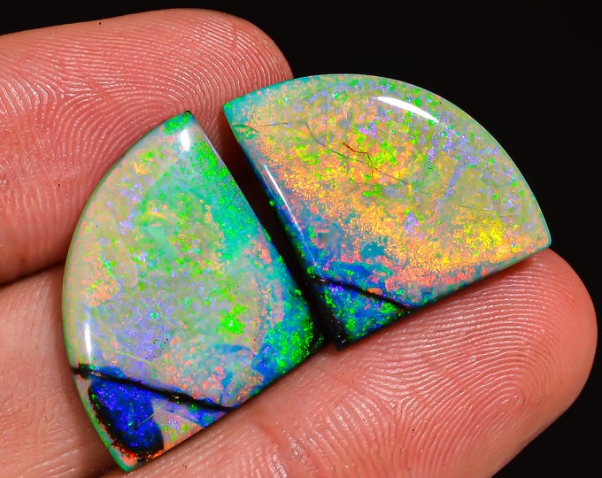 Exclusive Top Grade Quality 100% Natural Monarch Opal Fancy Shape Cabochon Gemstone Pair For Making Earrings 18X16X3 MM 11.50 Cts. KR43-58