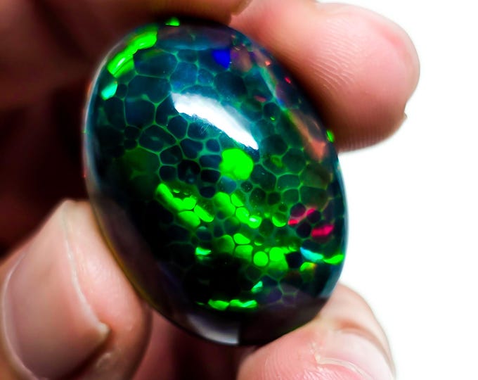 Honeycomb Pattern 100% Natural Welo Fire Ethiopian Opal Oval Shape Cabochon Loose Gemstone For Making Jewelry 27X19X9 MM 24.00 Cts.