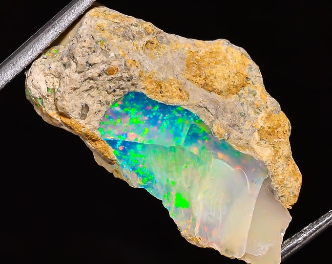 19.5 Cts. 100% Natural Welo Fire Ethiopian Opal Rough Loose Gemstone 27x17x10 MM