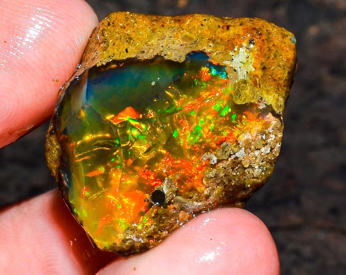 Opal Rough Gemstone, Natural Crystal Opal Rough,Welo Fire Crystal Opal, Flashy Fire Specimens Ethiopian Opal Raw, Oil Opal Rough, 21.50 Cts.