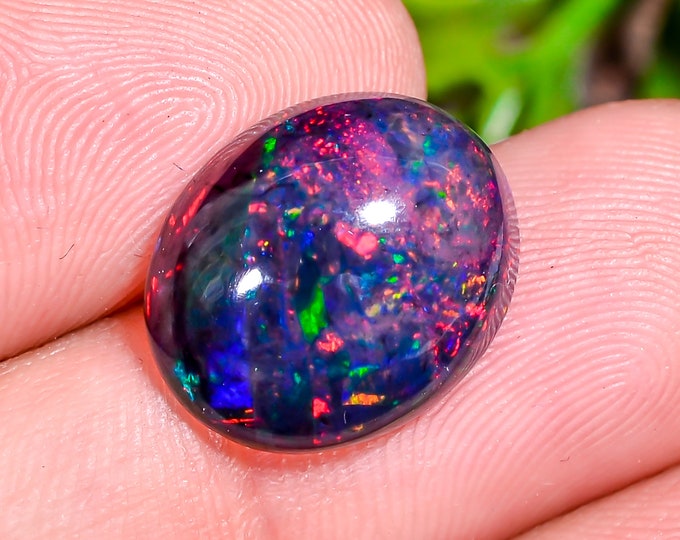 Premium Oval Black Opal Ethiopian 5ct Loose Gem for Jewelry