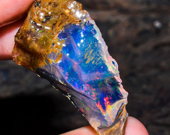 Opal Rough Gemstone, Natural Crystal Opal Rough,Welo Fire Crystal Opal, Flashy Fire Specimens Ethiopian Opal Raw, Oil Opal Rough, 14.00 Cts.