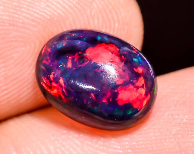 Natural Fire Black Ethiopian Opal Oval Gemstone 11x8x4 MM 1.5 Ct