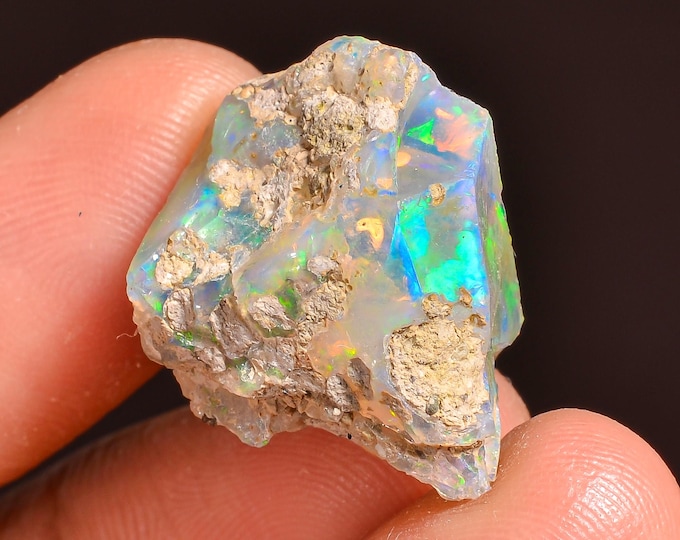 Incredible Top Grade Quality 100% Natural Welo Fire Ethiopian Opal Fancy Rough Loose Gemstone For Making Jewelry 22X17X11MM 15.00 Cts KR5722