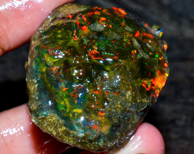 Opal Rough Gemstone, Natural Crystal Opal Rough,Welo Fire Crystal Opal, Flashy Fire Specimens Ethiopian Opal Raw, Oil Opal Rough,136.00 Cts.