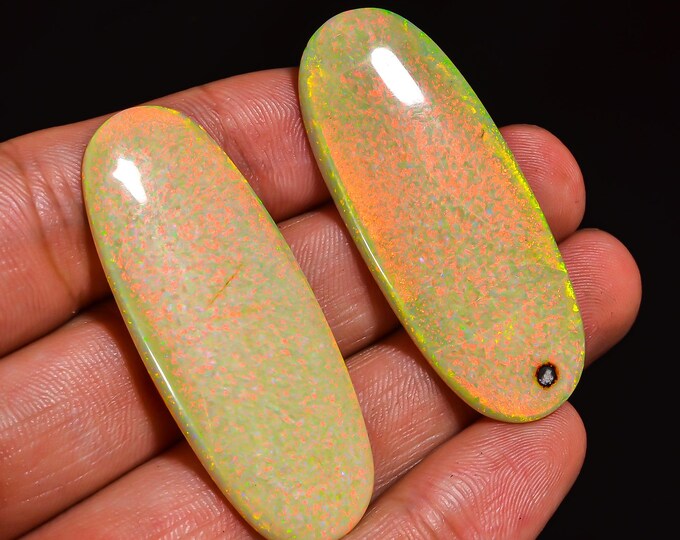 Monarch Opal Cabochon, Vibrant Gemstone for Handmade Jewelry, Perfect Gift for Birthdays and Special Occasions**  Pair 47X18X3MM 33.50 Cts.