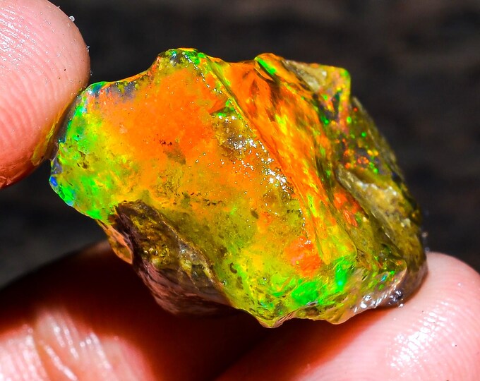Opal Rough Gemstone,Natural Crystal Opal Rough,Welo Fire Crystal Opal, Flashy Fire Specimens Ethiopian Opal Raw, Oil Opal Rough, 23.00 Cts.
