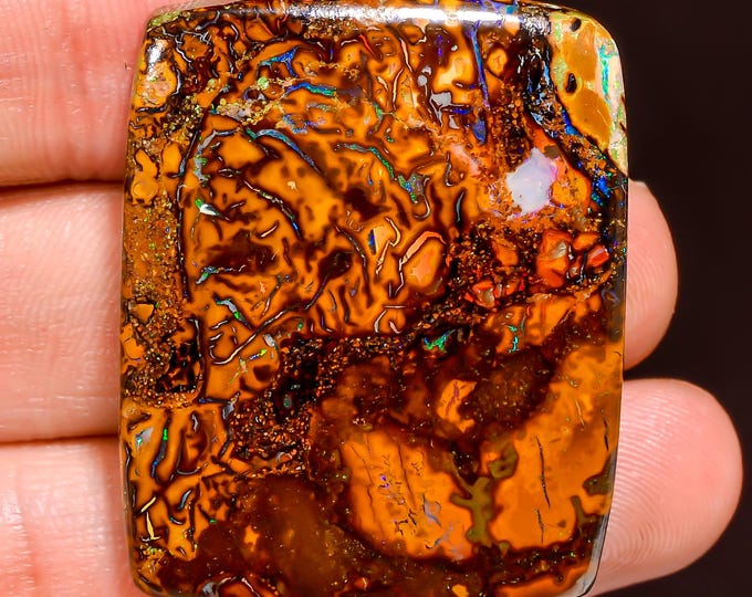 Outstanding Top Grade Quality 100% Natural Boulder Opal Radiant Shape Cabochon Loose Gemstone For Making Jewelry 37X30X5MM 69.00 Cts KR44-53