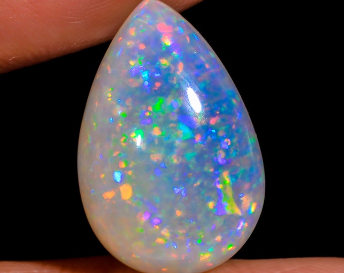Incredible Top Grade Quality 100% Natural White Ethiopian Opal Pear Shape Cabochon Gemstone For Making Jewelry 21X14X8 MM 12.50 Cts. KR40-14