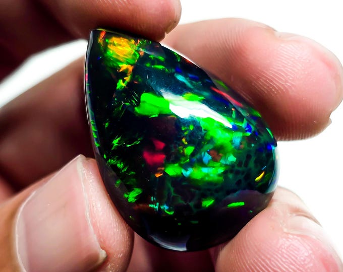 Supreme Top Grade Quality 100% Natural Welo Fire Ethiopian Opal Pear Shape Cabochon Loose Gemstone For Making Jewelry 26X18X9MM 20.00 Cts