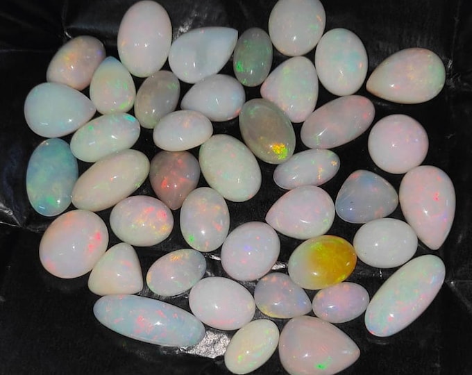 590 Carat, Natural Ethiopian White Opal Cabochon mixl Shape Stone Gemstone Opal For Making Jewelry Wedding Gift Pendant, 40 Pcs lot