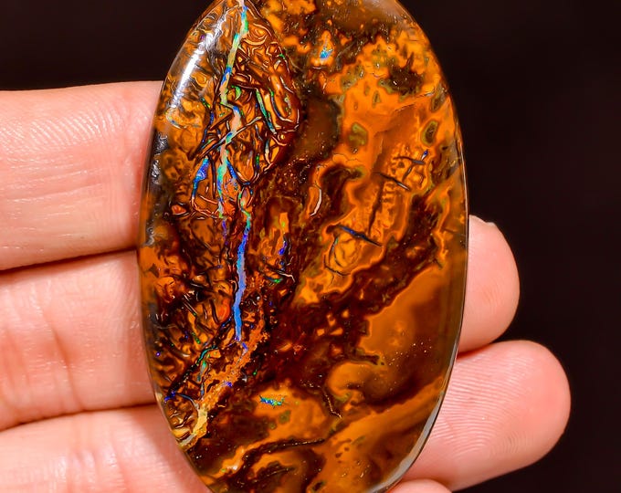 Unique Top Grade Quality 100% Natural Boulder Opal Oval Shape Cabochon Loose Gemstone For Making Jewelry 53X31X5 MM 92.50 Cts. KR44-60