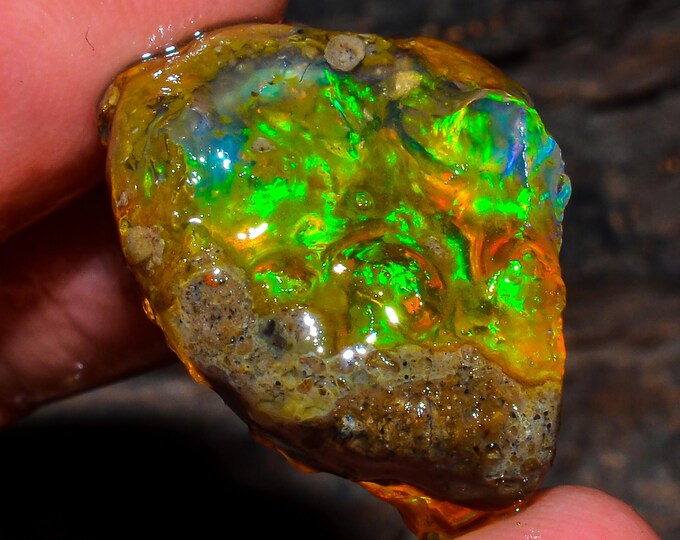 Opal Rough Gemstone, Natural Crystal Opal Rough,Welo Fire Crystal Opal, Flashy Fire Specimens Ethiopian Opal Raw, Oil Opal Rough, 21.50 Cts.