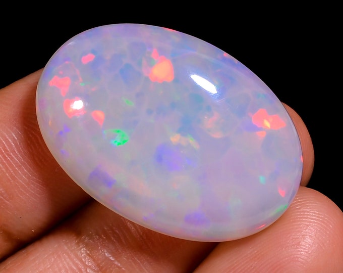 Premium Natural Opal - 27X18X8mm White Ethiopian Oval Cabochon