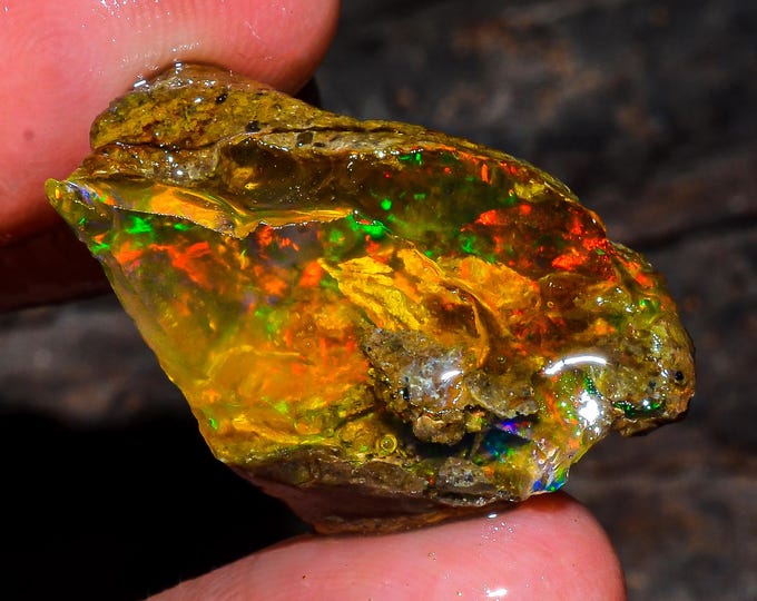 Opal Rough Gemstone, Natural Crystal Opal Rough,Welo Fire Crystal Opal, Flashy Fire Specimens Ethiopian Opal Raw, Oil Opal Rough, 25.50 Cts.