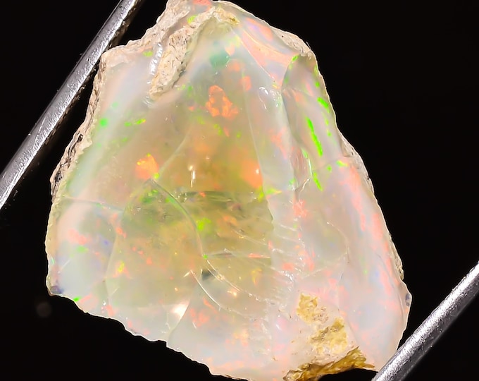 Excellent Top Grade Quality 100% Natural Welo Fire White Ethiopian Opal Rough Loose Gemstone For Making Jewelry 25X21X15 MM 30.5Cts. OM12-67