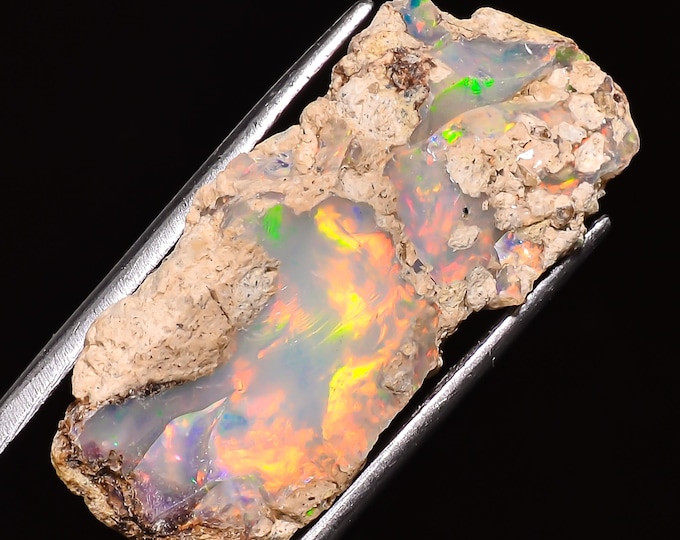 Excellent Top Grade Quality 100% Natural Welo Fire White Ethiopian Opal Rough Loose Gemstone For Making Jewelry 33X14X09MM 19.5.Cts. OM12-54