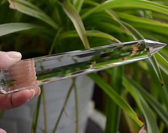 Himalayan Phantom Rutilated Quartz Vogel Wand: Reiki Healing Crystal (6.45 Inch) 18 Sided