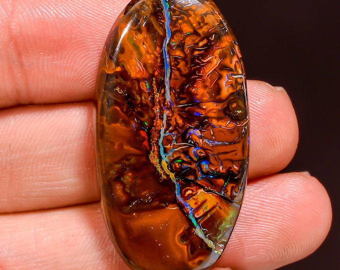 Gorgeous Top Grade Quality 100% Natural Boulder Opal Oval Shape Cabochon Loose Gemstone For Making Jewelry 39X20X5 MM 44.00 Cts. KR44-23