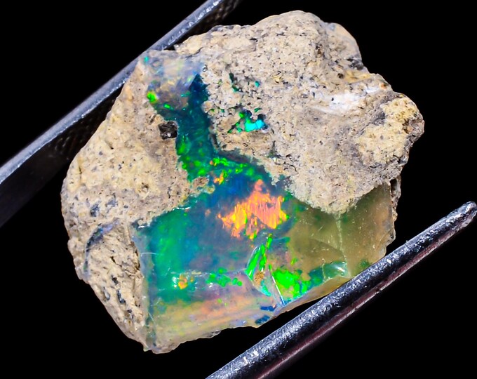 Amazing Top Grade Quality 100% Natural Welo Fire Ethiopian Opal Fancy Rough Loose Gemstone For Making Jewelry 20x17x09 MM 11 Cts. KR02-72