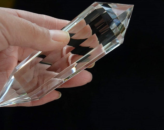 Real Tibetan Indian Himalayan High Altitude 99% Clear 13 Sided Crystal Point Quartz Vogel Wand 5.08 Inch Spiritual Reiki Healing