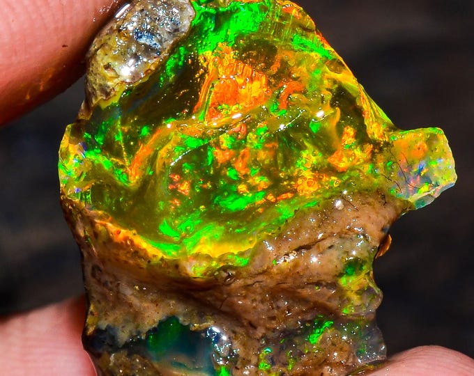 Opal Rough Gemstone, Natural Crystal Opal Rough,Welo Fire Crystal Opal, Flashy Fire Specimens Ethiopian Opal Raw, Oil Opal Rough, 09.50 Cts.