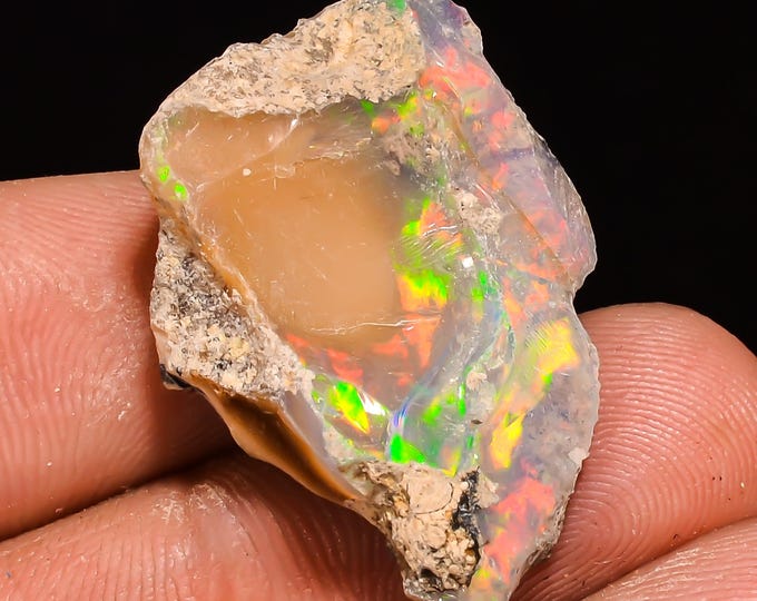13.00 Cts. 100% Natural Welo Fire Ethiopian Opal Rough Loose Gemstone 28X19X05 MM