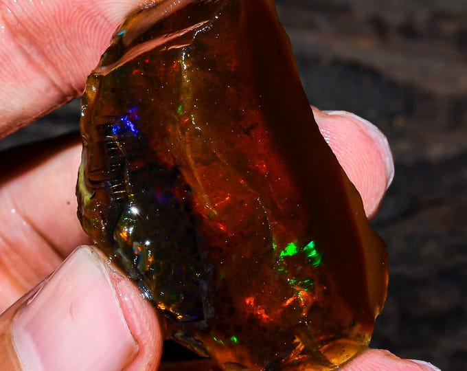 Opal Rough Gemstone, Natural Crystal Opal Rough,Welo Fire Crystal Opal, Flashy Fire Specimens Ethiopian Opal Raw, Oil Opal Rough,70.00 Cts.