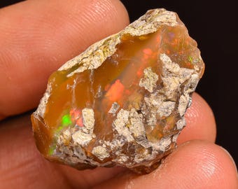 Welo Fire Ethiopian Opal Rough Gemstone: Jewelry Making (25X16X12 MM, 24.00 Cts.)