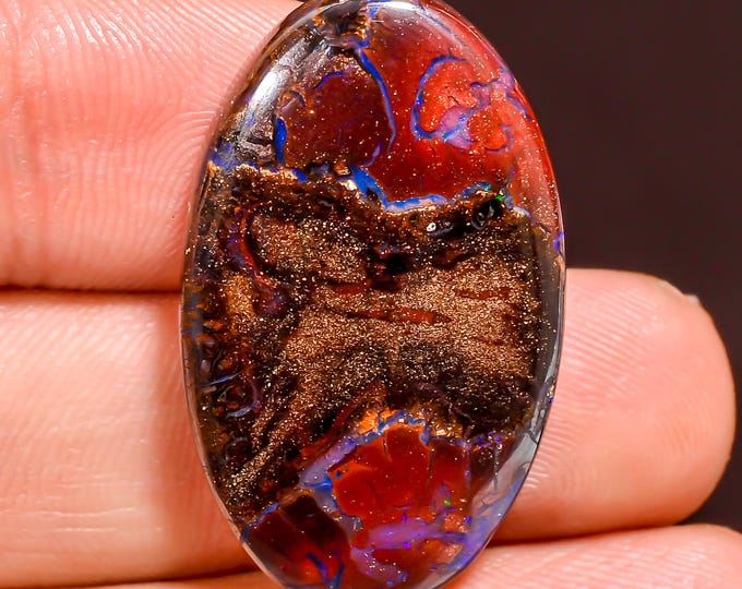 Splendid Top Grade Quality 100% Natural Boulder Opal Oval Shape Cabochon Loose Gemstone For Making Jewelry 30X18X5 MM 33.00 Cts. KR44-54