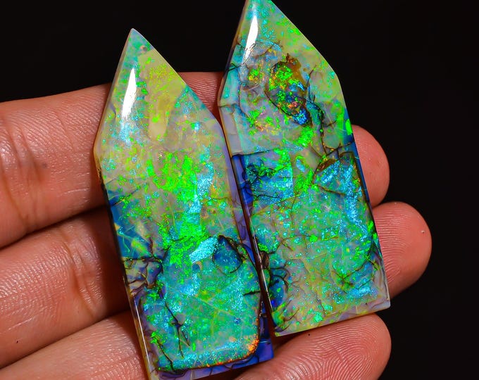 43.50 Cts Natural Monarch Opal Oval Cabochon Loose Gemstone, , Ideal Gift for Artisan Jewelry Lovers Pair For Making Earrings KR43-43