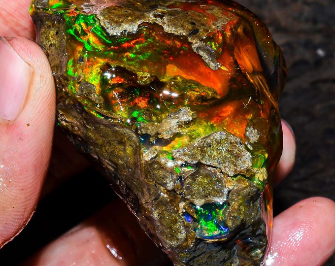 Opal Rough Gemstone, Natural Crystal Opal Rough,Welo Fire Crystal Opal, Flashy Fire Specimens Ethiopian Opal Raw, Oil Opal Rough,340.00 Cts.