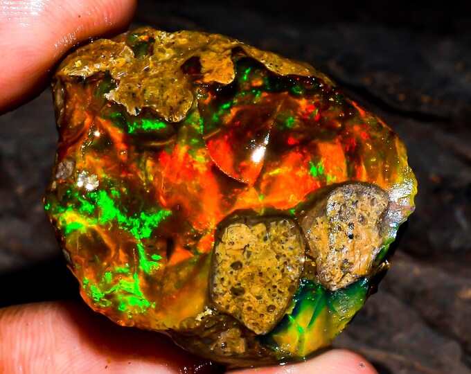 Opal Rough Gemstone, Natural Crystal Opal Rough,Welo Fire Crystal Opal, Flashy Fire Specimens Ethiopian Opal Raw, Oil Opal Rough, 58.50 Cts.