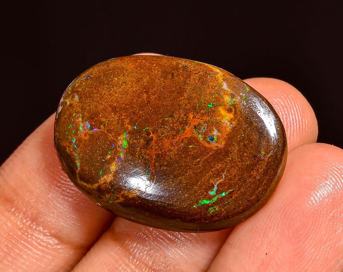 Tempting Top Grade Quality 100% Natural Boulder Opal Oval Shape Cabochon Loose Gemstone For Making Jewelry 25X18X5 MM 18.50 Cts. KR62-1