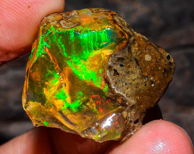 Opal Rough Gemstone, Natural Crystal Opal Rough,Welo Fire Crystal Opal, Flashy Fire Specimens Ethiopian Opal Raw, Oil Opal Rough, 18.00 Cts.