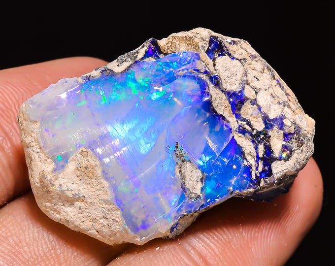 Excellent Top Grade Quality 100% Natural Welo Fire White Ethiopian Opal Rough Loose Gemstone For Making Jewelry 27X17X11 MM 17 Cts. OM12-07