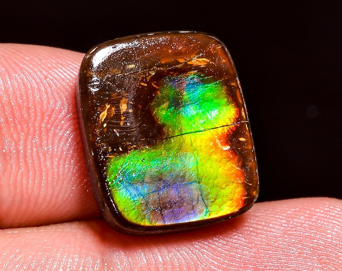 Elegant Top Grade Quality 100% Natural Ammolite Radiant Shape Cabochon Loose Gemstone For Making Jewelry 16X13X4 MM 12.00 Cts. KR41-34