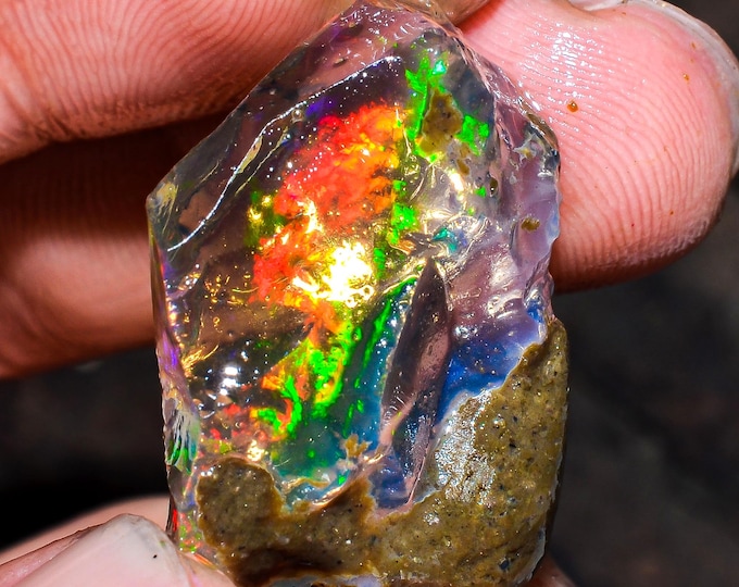 Opal Rough Gemstone, Natural Crystal Opal Rough,Welo Fire Crystal Opal, Flashy Fire Specimens Ethiopian Opal Raw, Oil Opal Rough, 18.50 Cts.