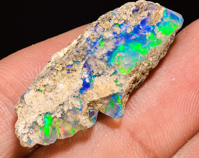 13.5 Cts. 100% Natural Welo Fire Ethiopian Opal Rough Loose Gemstone  30x13x09 MM