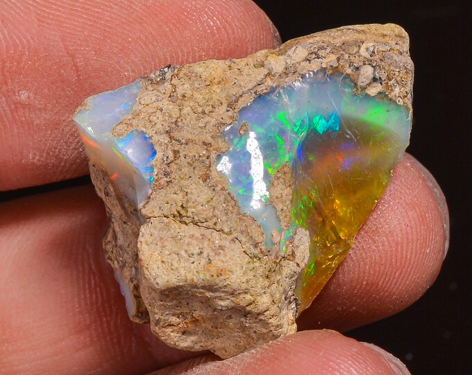Superb Top Grade Quality 100% Natural Welo Fire Ethiopian Opal Fancy Rough Loose Gemstone For Making Jewelry 29X22X13 MM 28.00 Cts. KR58-27