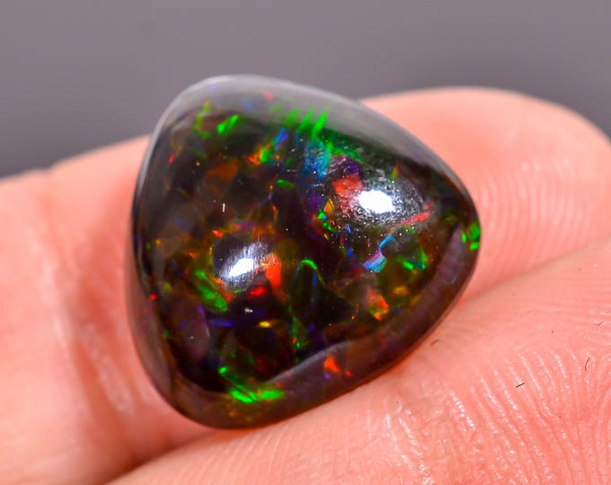 07.00 Cts. Natural Black Opal Cabochon, Iridescent Gemstone for Crafting, Perfect Gift for October Birthdays