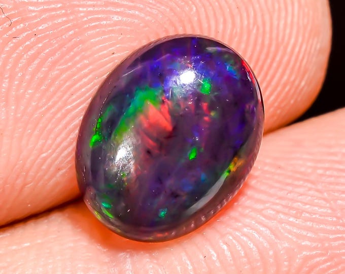 Natural Fire Black Ethiopian Opal Oval Gemstone 10x08x04 MM 1.5 Ct