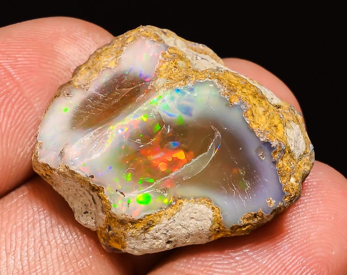 25.5 Cts. 100% Natural Welo Fire Ethiopian Opal Rough Loose Gemstone 23x20x13 MM